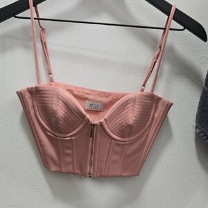 Pink Corset Top with Zipper